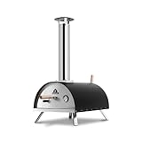 BURNHARD Pizzaofen Outdoor NERO Version 2022 inkl. Pizzaschieber & Pizzastein – tragbarer Premium Pizza Holzofen für Garten & Terasse, Brennstoffe: Pellets, Kohle, Briketts