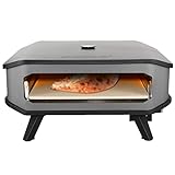 Millarco Cozze® 90347 XXL 17 Gas Pizza Ofen mit Thermometer mobiler Pizzaofen Pizzastein Gasgrill bis 400°Grad regelbar mit 42,50 x42,50 cm Pizzastein tragbar Terrasse Balkon Garten 8kW, Black