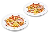 kamelshopping 2er Set Pizzateller aus Porzellan mit Aufdruck, ca. Ø 33 cm, verschiedene Designs (Pizzastücke)