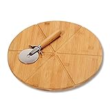 KESPER 58462 Pizzateller 32 cm aus Bambus mit extra Pizzaschneider/Holzteller/Pizzaunterlage/Pizza-Holzteller/Holzgeschirr
