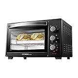 TZS First Austria - 35 Liter, 1600 Watt Minibackofen mit Innenbeleuchtung und Umluft Mini Pizza-Ofen, Doppelglastür, Timer | Mini Backofen | Pizzaofen | herausnehmbares Krümelblech Garraumbeleuchtung