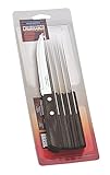 FSC Tramontina Steakmesser Pizzamesser, Set 6-teilig, mit 6 Steakmessern aus Edelstahl, Echtholzgriff braun