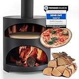 Meine Feuertonne Pizzaofen 'FirePit' - Holzbackofen mit 3cm dickem Pizzastein | Outdoor Steinofen für die perfekte Pizza zu Hause | Pizzaofen für Zuhause | Pizza Ofen Outdoor