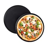Relaxdays Pizzablech, 2er Set, rund, antihaftbeschichtet, Pizza & Flammkuchen, Carbonstahl, Pizzaform, ? 32 cm, grau, 10025633