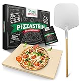 Pizza Divertimento - DAS ORIGINAL - Pizzastein für Backofen & Gasgrill – inkl. Pizzaschieber – Vergleich.org ausgezeichnet - Pizza Stein – Für knusprigen Boden & saftigen Belag - Inkl. e-Rezeptbuch